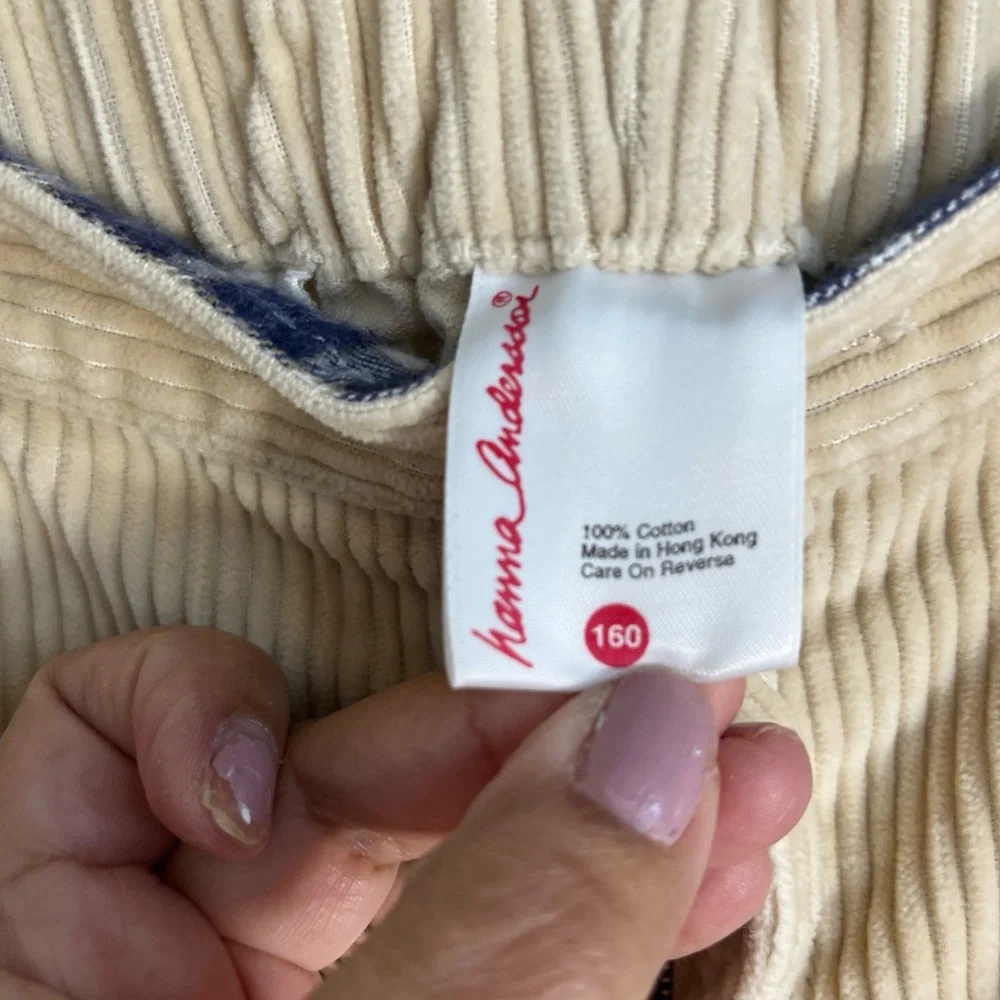 Hanna Andersson Kids Cream Corduroy Pants size 160 Spring